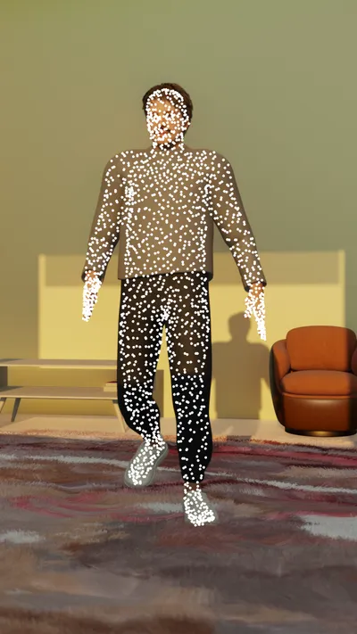Image of person exercising with Dense keypoints overlay