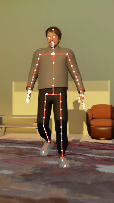 Image of person exercising with SAM 3D Body / MHR overlay